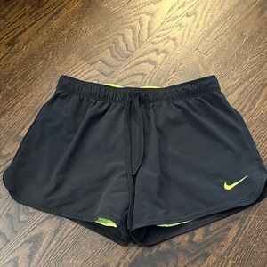 Nike Women's Black and Yellow Athletic Shorts